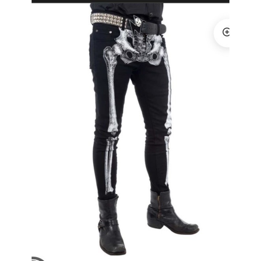 Kreepsville Skeleton Jeans Sz 30 Black Denim Gothic Halloween 30x30 Scare Wear